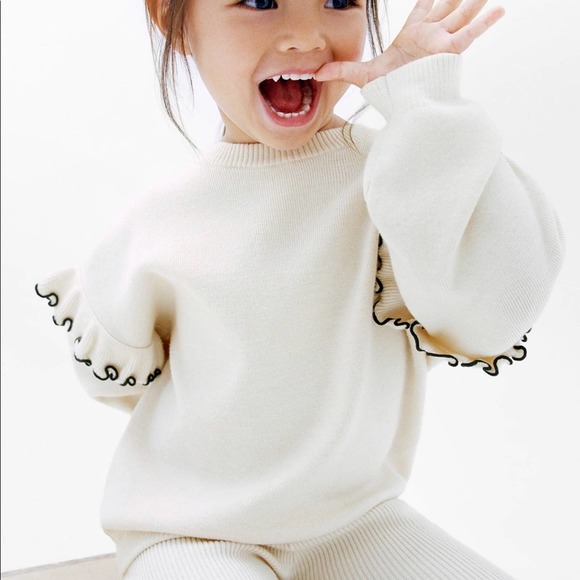 Zara Other - Zara girls ecru sweater with ruffles size 12-18 months